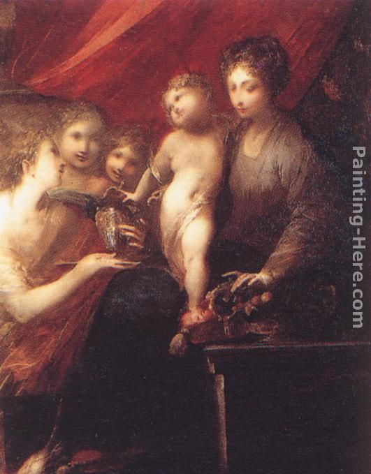 The Virgin of the Compote-dish painting - Valerio Castello The Virgin of the Compote-dish art painting